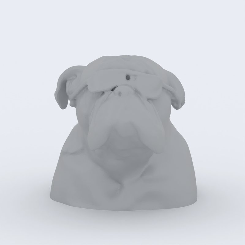 3D preview of a portrait bust of Bonkers the bulldog