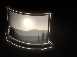 3D preview of the Curved night light, lit from behind