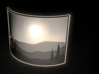 3D preview of the Curved landscape, lit from behind