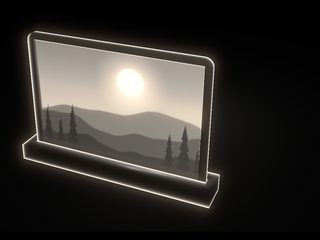 3D preview of the Memorial night light, lit from behind