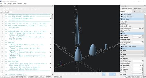 Model Rocket Bodies & Fin Cans design