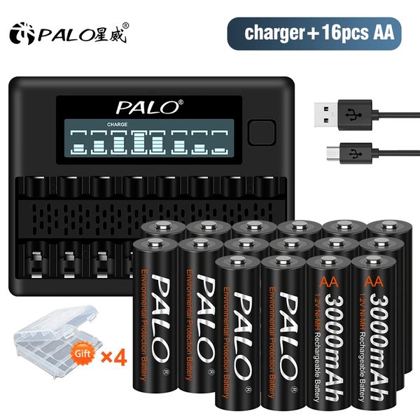 8000mAh 1.2V D Rechargeable Battery + Intelligent Charger for AA/C/D/AAA